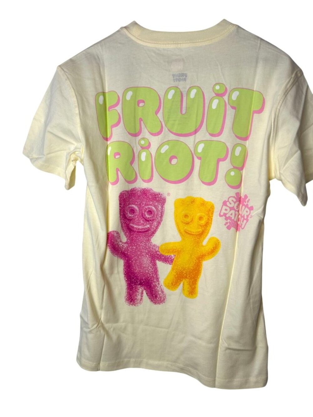 NWT Women's Fruit Riot OS Short Sleeve Graphic T-Shirt - Light Yellow XS